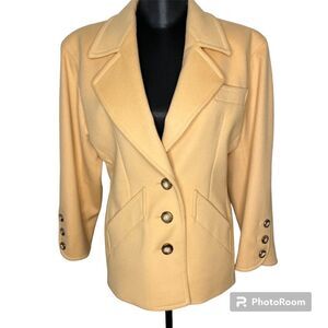 Saint Laurent Blazer Vintage Jacket Rive Gauche Wool YSL Amber Yellow Size Fr 42